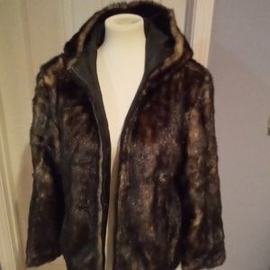 Faux Fur Reversible Rain Jacket